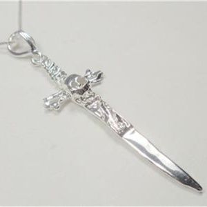 .925 SILVER NAUTICAL PIRATES SKULL SWORD NECKLACE